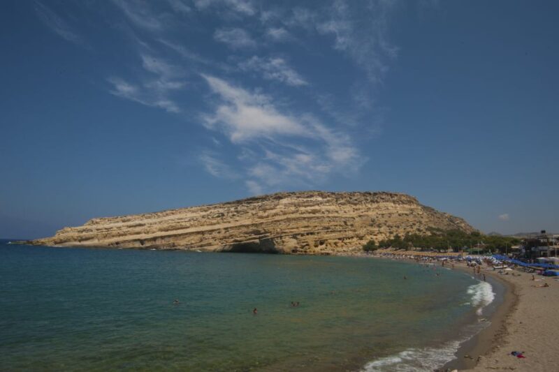 Crete: Matala Beach and Hippie caves, Red beach - Scenic Drive to the Red Beach and Its Rugged Cliffs