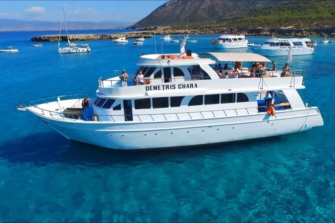 Demetris Chara Boat/Blue Lagoon boat trips with BBQ and SLIDE - Key Points