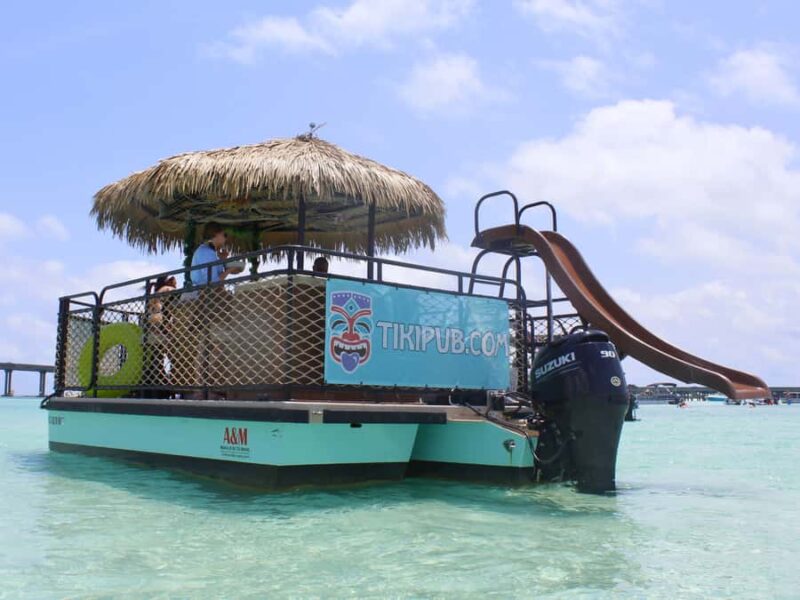 Destin: Tiki Pub Crab Island Sandbar Cruise with Waterslide - Key Points