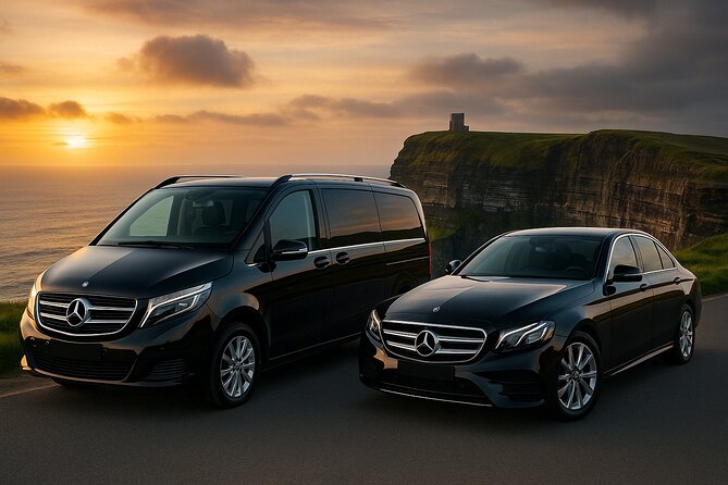 Doonbeg: Private transfer to & from Shannon Airport | Premium Car - Reliable, Luxury Private Transfer from Shannon Airport to Doonbeg for Up to 2 People