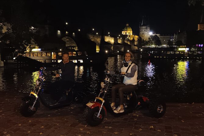 Electric Trike Night Tour in Prague - Live Guided - The Wall of Expression and Charles Bridge