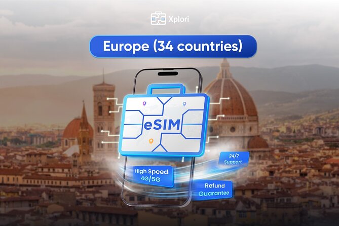 eSIM for UK (34 EU countries) | 3 to 30 days. Up to 40GB of data - Explore the UK and Europe with an Easy-to-Use eSIM at a Budget-Friendly Price