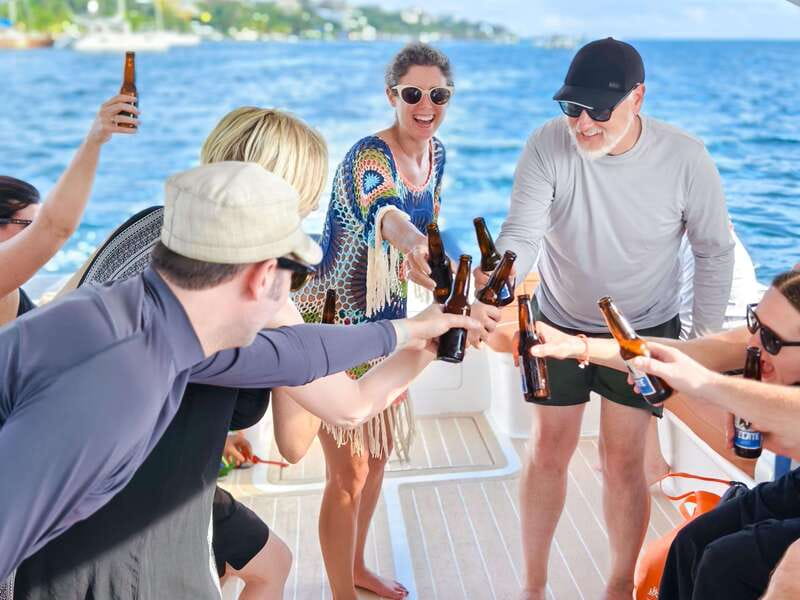 Exclusive Isla Mujeres and Cancun Private Yacht Tour - Enjoying the Open Bar and Snacks on Deck