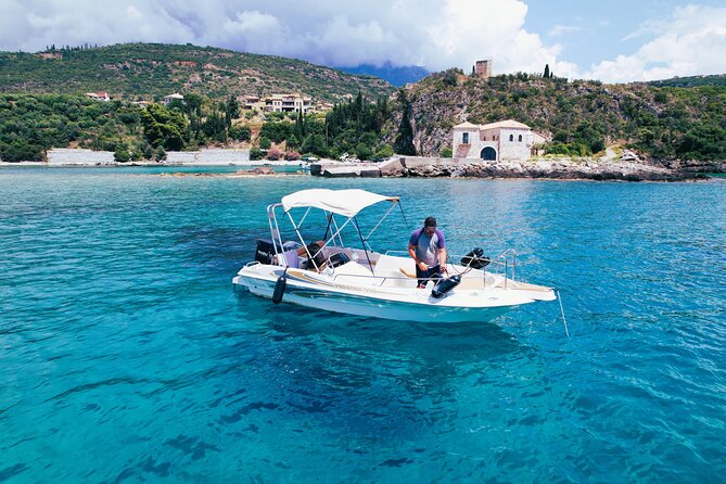 Explore Mani by boat - rent a boat in Kardamili (no licence) - Visiting the Traditional West Mani Harbour and Local Cuisine