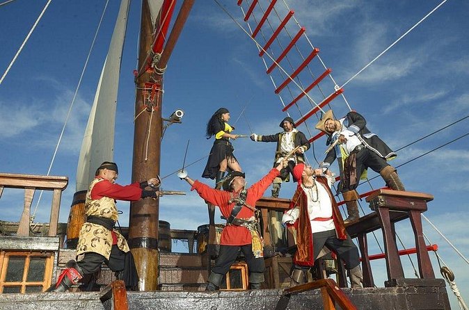 Family Fun in the Sun on a real Wooden Pirate Ship - Live Pirate Show and Onboard Entertainment