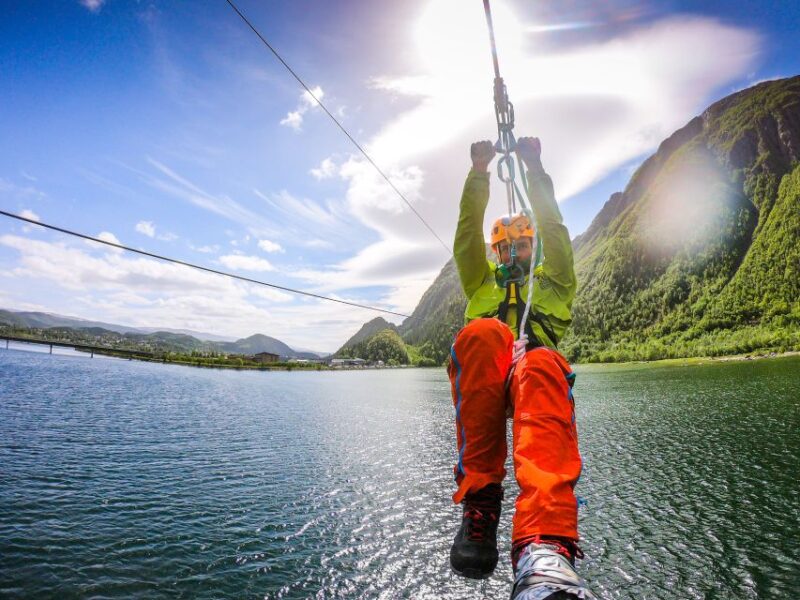 Feel the adrenaline in Mosjøen Zipline - Landing at Fru Haugans Hotel gardens: A historic finale