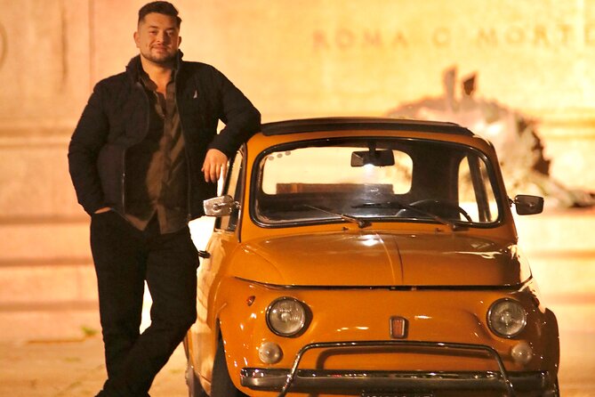 Fiat500 Night&Sunset Photoshoot, with a Roman, pickup included - The Guided Photo Session and Customization