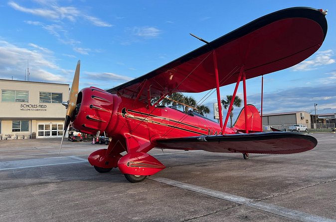 First Mate Open Cockpit Biplane Ride in Galveston - The Experience During Sunset and Special Occasions