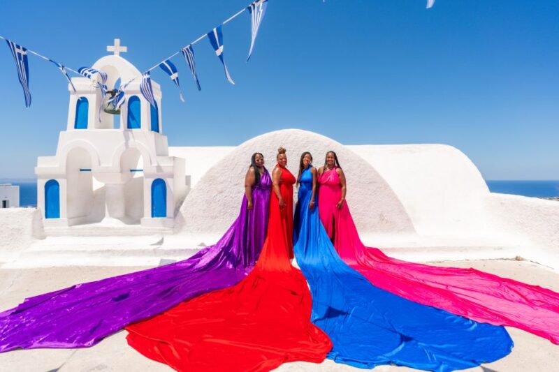 Flying Dress Santorini Photoshoot - Professional Photography and Photo Delivery