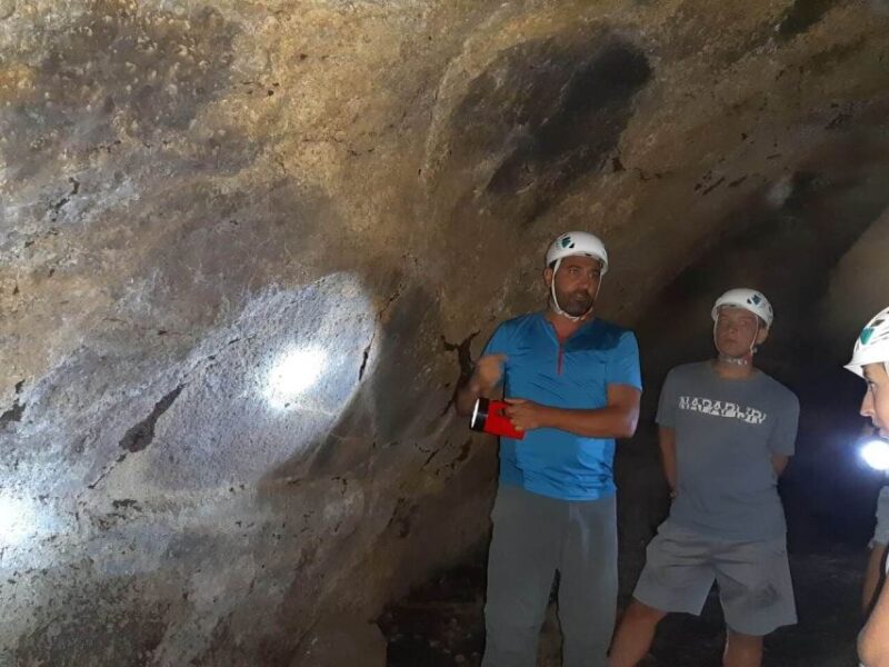 From Catania: Guided Hike on Etna, wines and nibbles - Lava Flow Cave Experience with Helmets and Flashlights