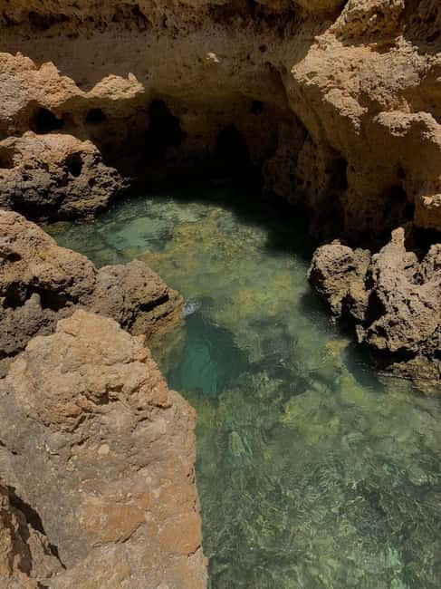 From Faro: Adventure Express Tour - Cliff Jump & Beach - Exploring the Algar Seco Caves Rock Formations