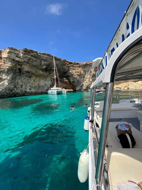From Gozo:Around Comino, Blue Lagoon, Crystal Lagoon & Caves - Crystal Lagoon and Its Rock Formations