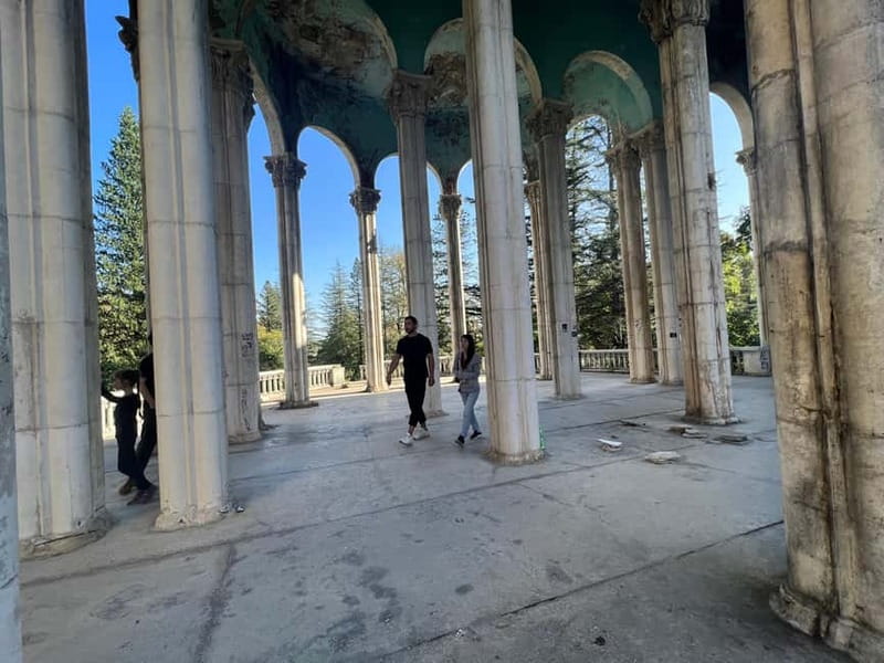 From Kutaisi: Soviet-Era Sanatoriums of Tskaltubo - Starting Point at Kutaisi Central Park Columns
