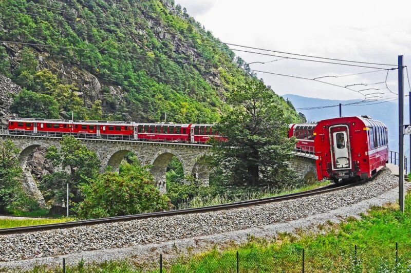 From Milan: Lake Como Cruise, St. Moritz & Bernina Red Train - Driving Along the Maloja Pass to St. Moritz
