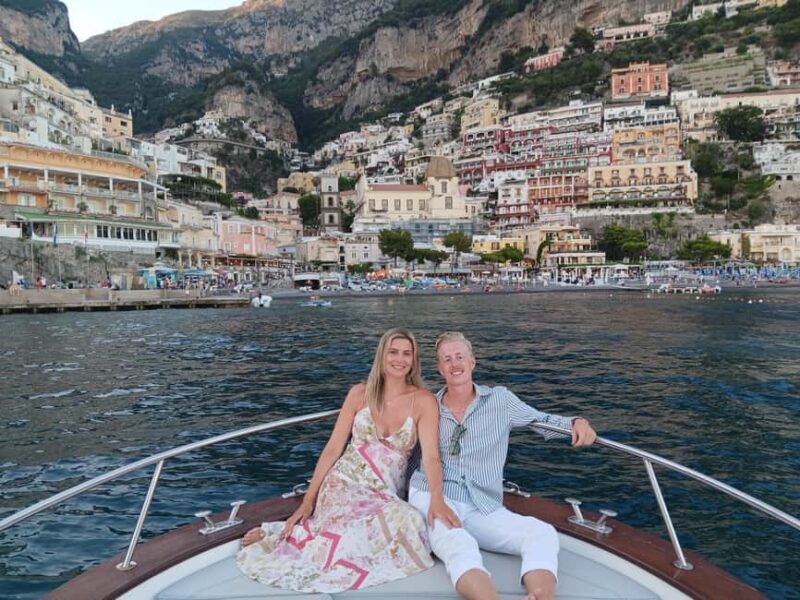 From Positano: Shared Sunset Boat Tour in the Amalfi Coast - Enjoying Drinks, Snacks, and a Romantic Sunset Atmosphere