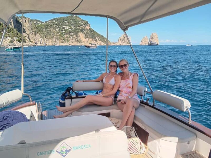 From Praiano: Full Day Private Boat Tour of Capri in Relax - The return journey and final swim with prosecco