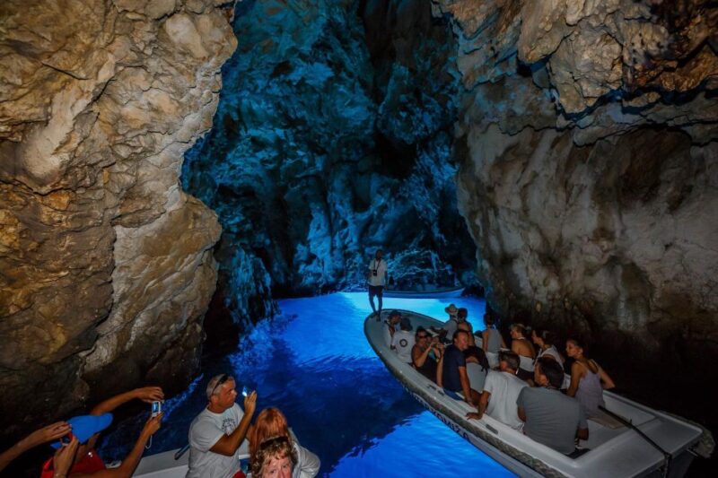 From Split: Blue Cave, Hvar, Mamma Mia, 5 Islands boat Tour - Swimming, Snorkeling, and Beach Stops