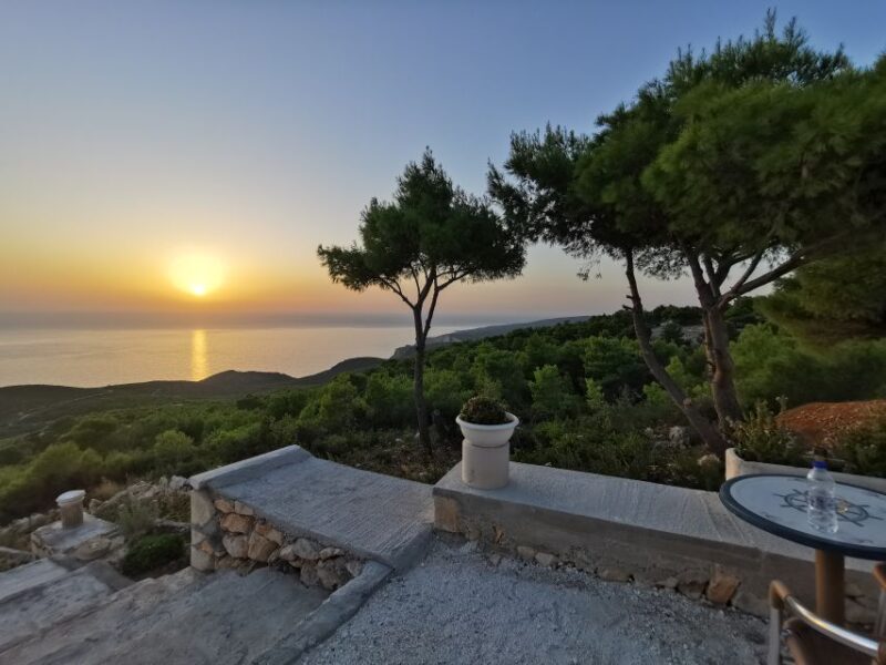 From Zakynthos: Sunset Tour to Agalas and Damianos Cave - Sunset at the Stone-Built Rest Area