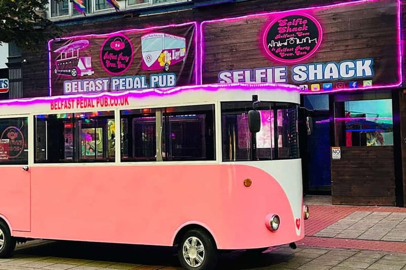 Fully Enclosed Pink Party Bike around Belfast - Explore Belfast’s First Fully Enclosed Pink Party Bike