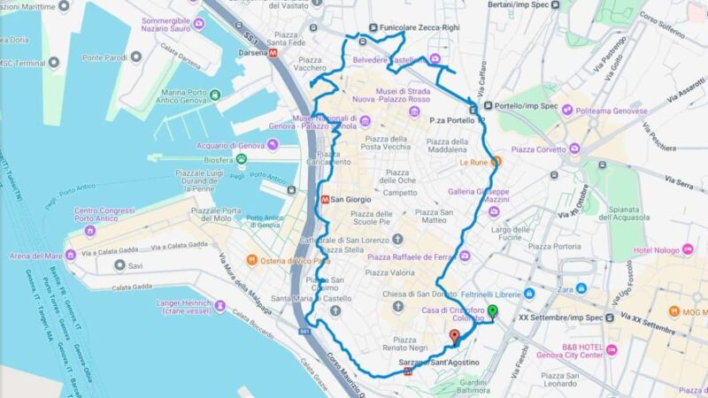 Genoa: Columbus Trail Urban Trekking with Wine & Local Tastings - Descending via Castelletto Elevator and Exploring the Modern City