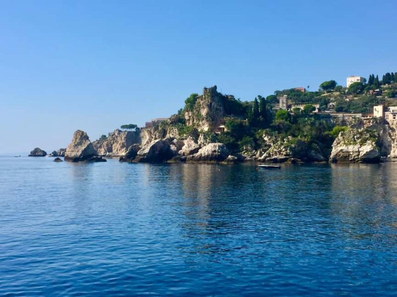 Giardini-Naxos: Sunset Boat Tour with Aperitif and Dolphins - Swimming and Snorkelling in Isola Bella Bay