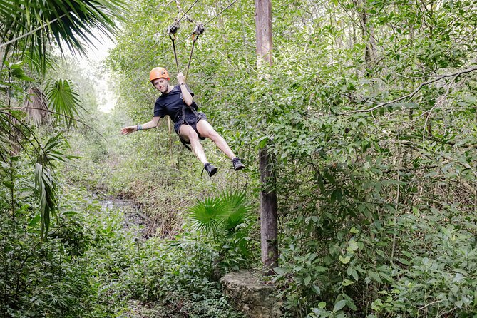 Half Day tour Zipline + Rappel + Cenote from Riviera Maya hotels - All-Inclusive Convenience and Snacks