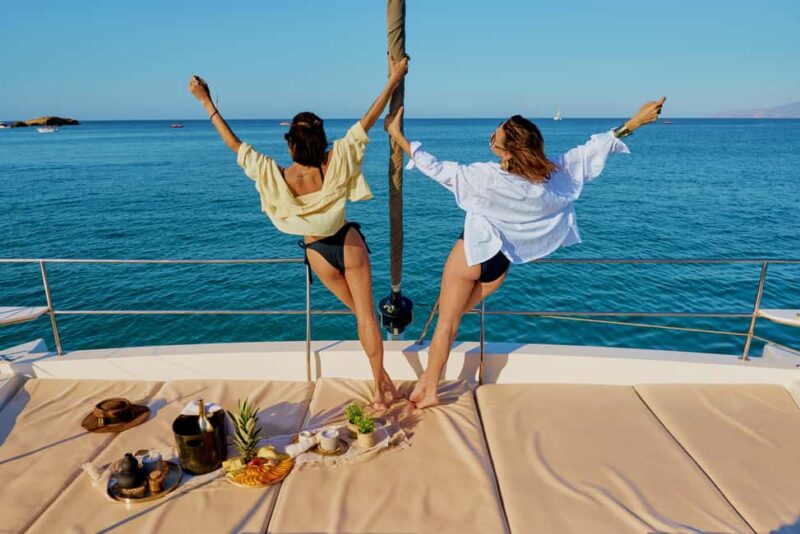 Hersonissos: Luxury Sunset Catamaran Cruise Sushi & Open Bar - Water Activities at Saint George Bay