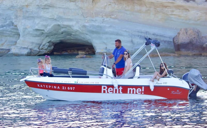 Hersonissos: Rent a Boat - No License Needed - Exploring Saint George Bay and the Pirate Cave