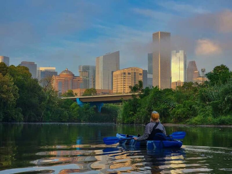 Houston: Sunset Skyline Kayak Tour - Houston Skyline from Buffalo Bayou at Sunset