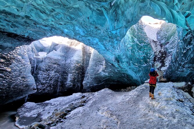 Ice Cave and Glacier walk into blue glacier canyon - Exploring the Remote South Coast Ice Caves