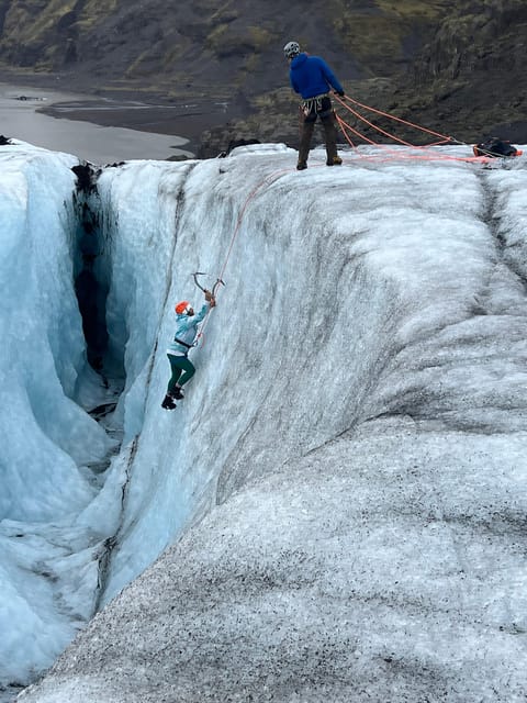 Ice climbing at Sólheimajökull - Climbing Techniques and Safety Focus