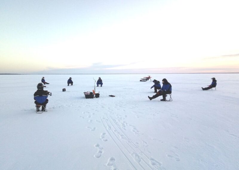 ICE FISHING experience - Setting Up on the Frozen Lake or River