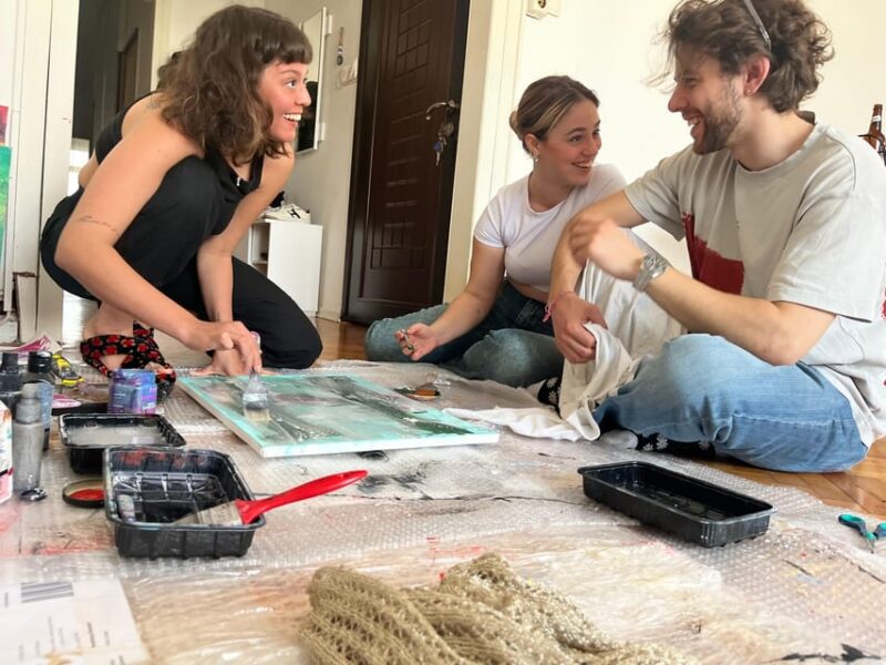 Istanbul: Wine and Paint Workshop with Turkish Fabrics - Flexible Booking with No Upfront Payment