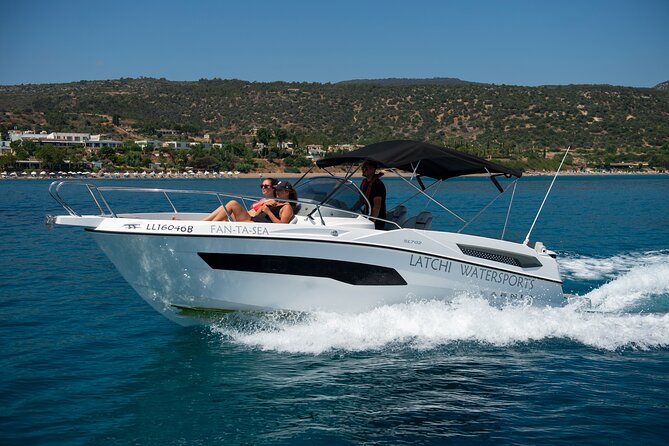 Karnic SL702-Self Drive boat with WC,Cabin, BT music and shower - Starting Point at Latchi Watersports Centre in Paphos