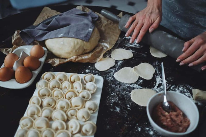 Khinkali and Pelmeni Cooking Master Class - Tasting Your Creations with Fresh Herbs and Sauces