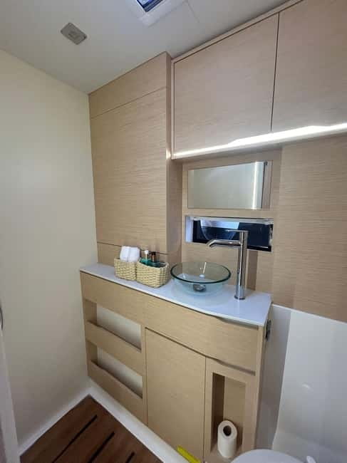 Lagos: Cliffs and Secret Caves in a Cervetti 44 Sail - Comfortable, Stylish Cabins and Interior Spaces