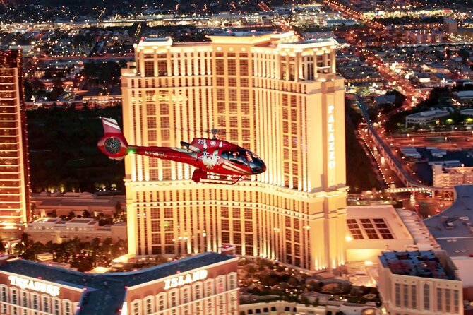 Las Vegas Strip Highlights by Helicopter at Night - Iconic Vegas Sights Seen from Above