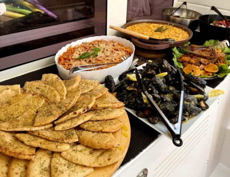 Latchi: Premium Sailing Catamaran Cruises with Lunch - The Mediterranean Lunch and Beverage Selection