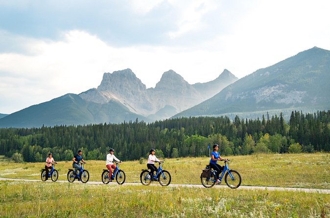 Legacy Trail Food Bike Tour - Riding Past Mount Rundle and Policemans Creek Wetland