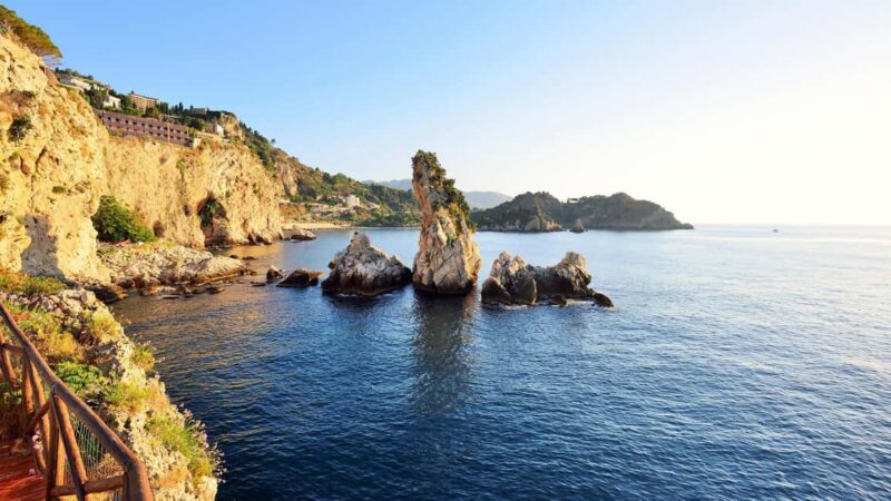 Letojanni, Taormina & Isola Bella: Daily group tour with an aperitif - The Iconic Capo Taormina and Surrounding Cliffs