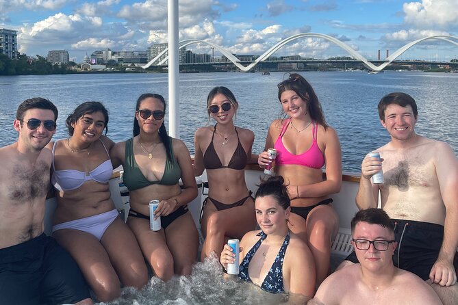 Luxury Private Hot Tub Boat of DC Potomac Monuments Tub up to 20 - Included Amenities and Practical Details