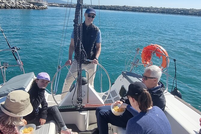 Marbella- sunset from a sailboat with drinks - Activities on Deck: Snorkeling, Paddle Surfing, and Fishing