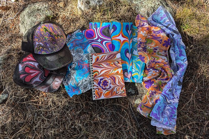 Marbled Silk Scarf, Trucker Hat, Sketchbook or 4 Pieces of Paper - What Items Can You Personalize During the Workshop?