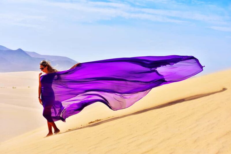 Maspalomas: Flying Dress Photoshoot in Sand Dunes - Capture Cinematic Moments in the Maspalomas Sand Dunes with a Flying Dress Photoshoot