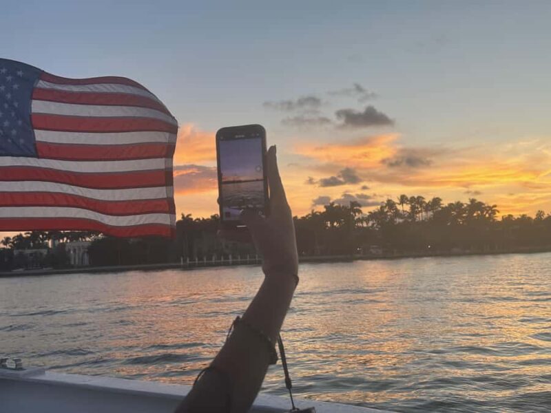 Miami Evening Sunset Cruise Millionaire Homes+Skyline Lights - The View of Fisher Island and South Beach Skyline