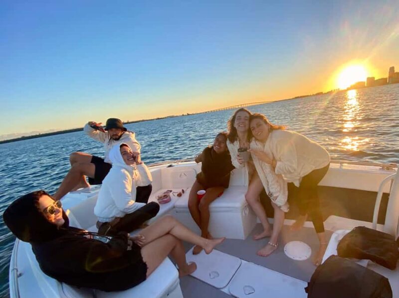 Miami: Private Sunset Boat Tour with Bottle of Champagne - Relaxing on the Floating Mat and Swimming at Haulover Sandbar