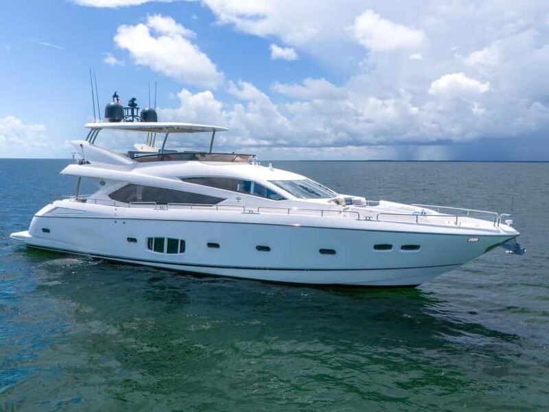 Miami: Sunseeker 80 Yacht Charter with Crew - Onboard Experience: Lounge, Sunbathe, or Soak in the Jacuzzi