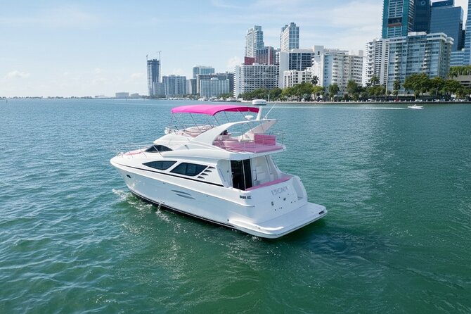 Miami Yacht Rental 50 ft | 2 Jet Ski | Private Boat | Pink Yacht - Key Points