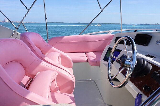 Miami Yacht Rental 50 ft | 2 Jet Ski | Private Boat | Pink Yacht - Exploring Haulover Sandbar and Biscayne Bay