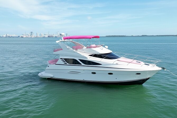 Miami Yacht Rental 50 ft | 2 Jet Ski | Private Boat | Pink Yacht - Brickell Skyline and Miami River Panorama